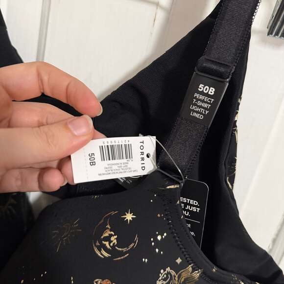 Torrid Black Celestial Space Star Perfect T-Shirt Bra Smoothing Back 50B - Picture 3 of 4